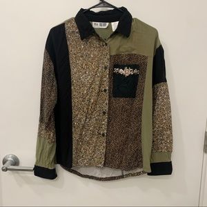 Together Abstract Button Down